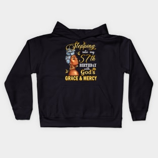 Stepping Into My 57th Birthday With God's Grace & Mercy Bday Kids Hoodie